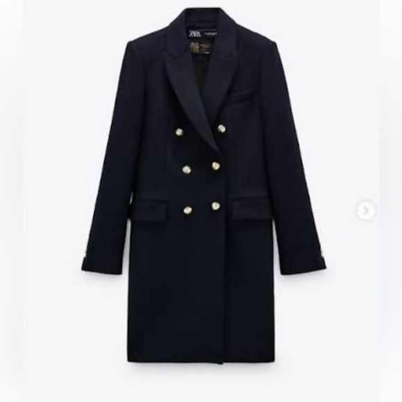 Zara Elegant Black Double-Breasted Women's Coat - Picture 2 of 10